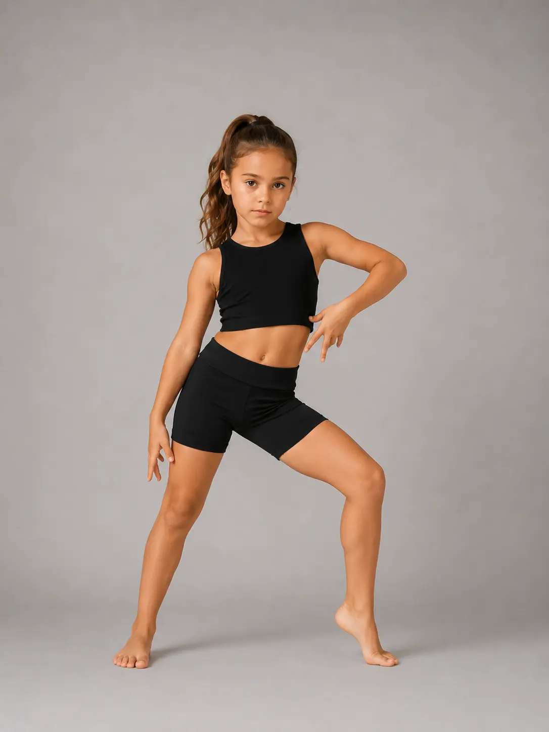 PK3008-900 Korte Supplex Dansbroek voor Kinderen met een omslagband