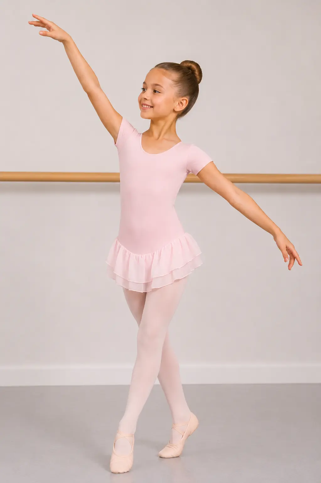 PK4044-500 Papillon Balletpakje met Korte Mouw en Dubbel Voile Rokje - Katoen