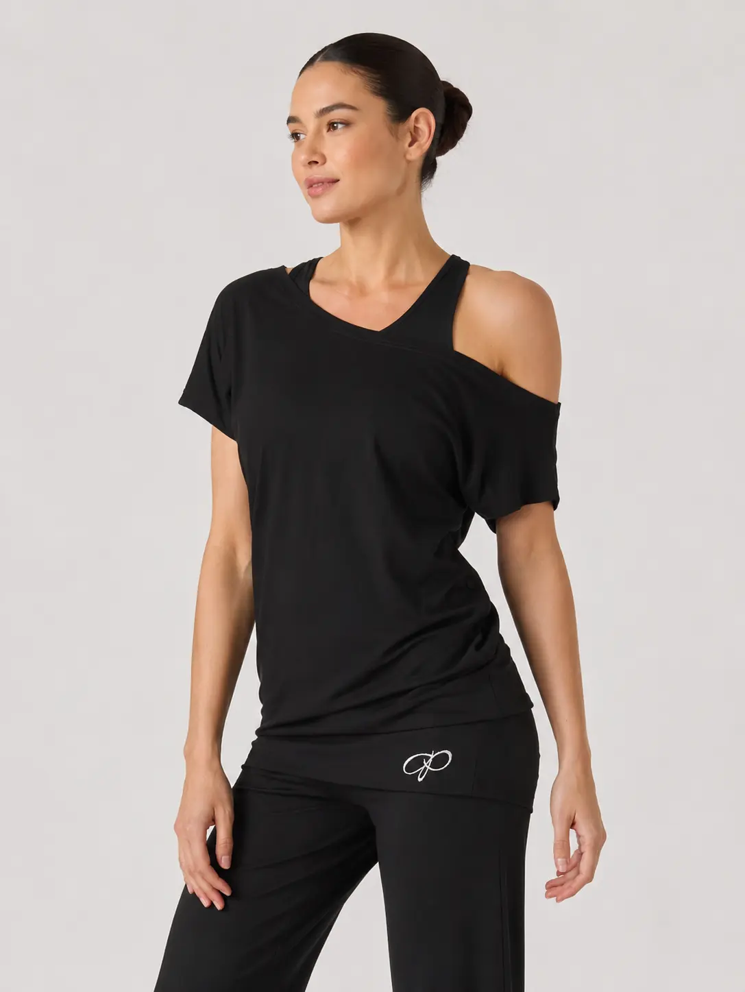 10PA2239-900 T-shirt long, off shoulder, viscose