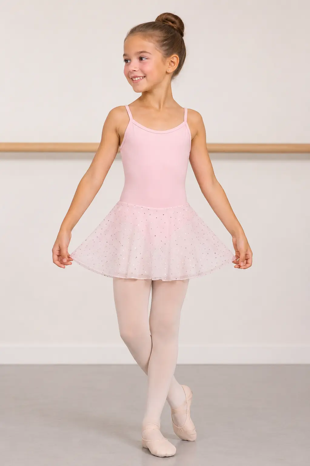 12PK4051-500 Balletpakje met Voile Rokje en Glitters - Roze